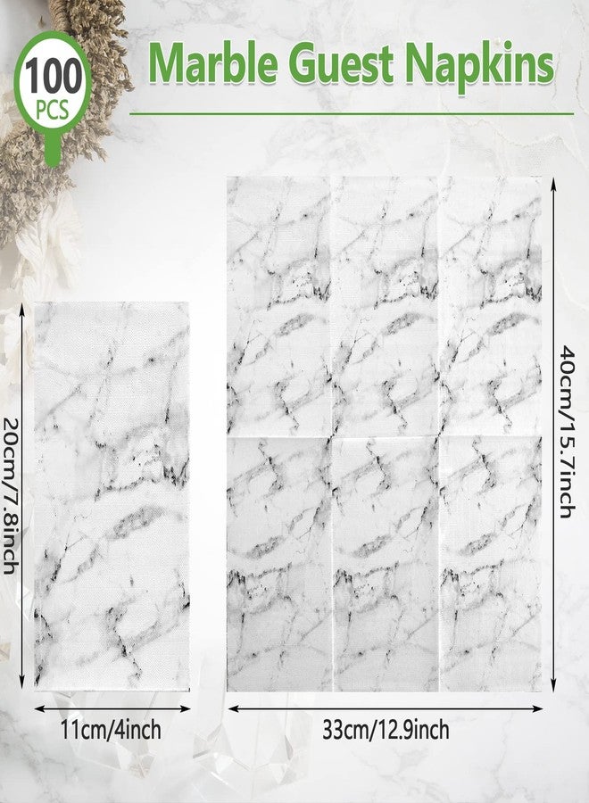 Zonon 100 Pcs Paper Hand Towels Bathroom Marble Guest Towels Disposable Paper Guest Decorative Napkins Marbleized Dinner Hand Napkin for Wedding Holiday Cocktail Party - Image 2